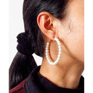 ✨ Drop Dangle Pearl Hoop Earrings ✨